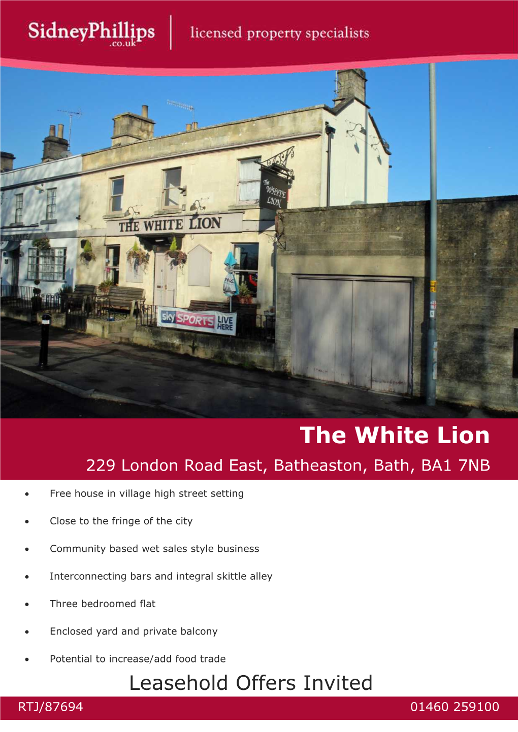 The White Lion 229 London Road East, Batheaston, Bath, BA1 7NB