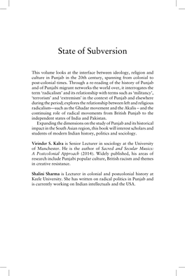 Kalra, V. and Shalini, S. (Eds.) (2016) State Of