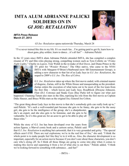 Imta Alum Adrianne Palicki Soldiers on in Gi Joe: Retaliation