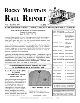 Rocky Mountain Rail Report July / August 2006 No