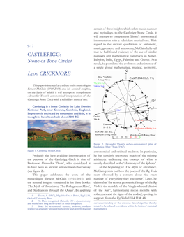 Castlerigg Stone Circle, It Will Attempt to Complement Thom’S Astronomical Interpretation with a Subsidiary Musical One