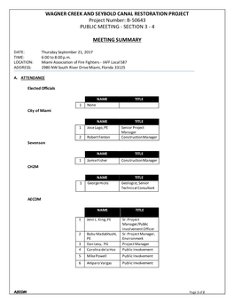 WAGNER CREEK and SEYBOLD CANAL RESTORATION PROJECT Project Number: B-50643 PUBLIC MEETING - SECTION 3 - 4