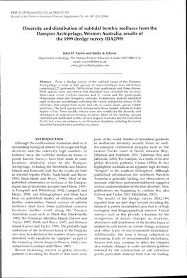 Diversity and Distribution of Subtidal Benthic Molluscs from the Dampier Archipelago, Western Australia; Results of the 1999 Dredge Survey (DA2/99)