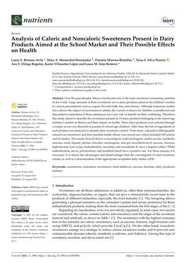 Analysis of Caloric and Noncaloric Sweeteners Present in Dairy Products Aimed at the School Market and Their Possible Effects on Health