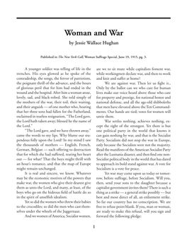 "Woman and War," by Jessie Wallace Hughan
