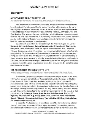 Scooter Lee's Press Kit Biography