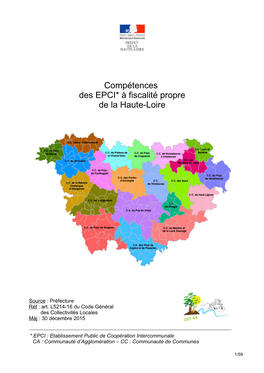 Compétences Des EPCI* À Fiscalité Propre De La Haute-Loire