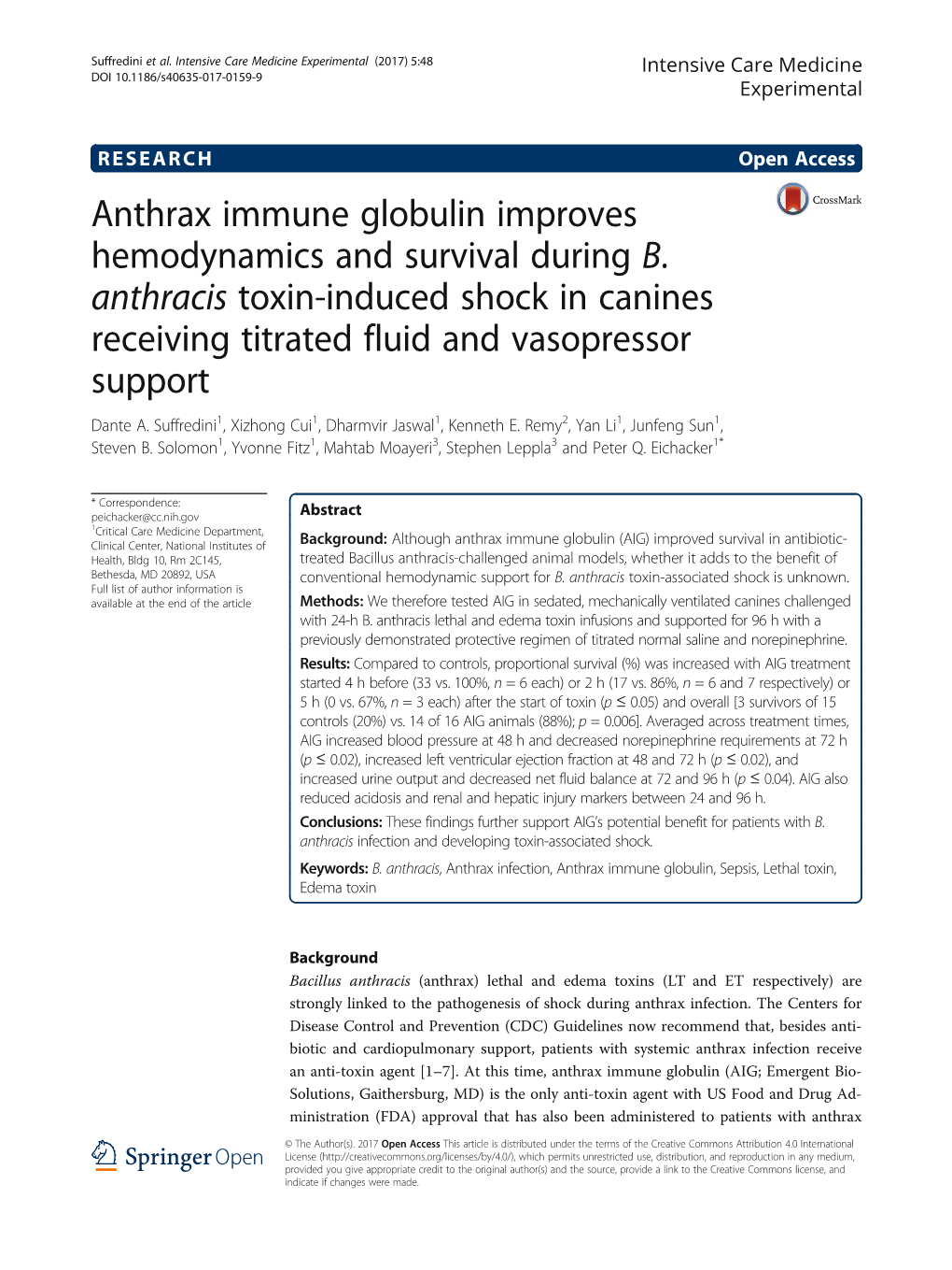 Anthrax Immune Globulin Improves Hemodynamics and Survival During B