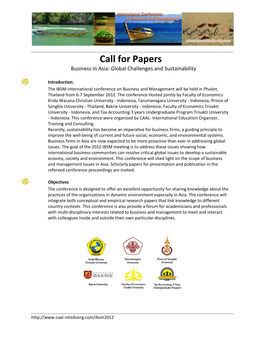 Call for Papers Business in Asia: Global Challenges and Sustainability