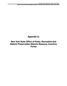 Appendix G: New York State Office of Parks, Recreation and Historic