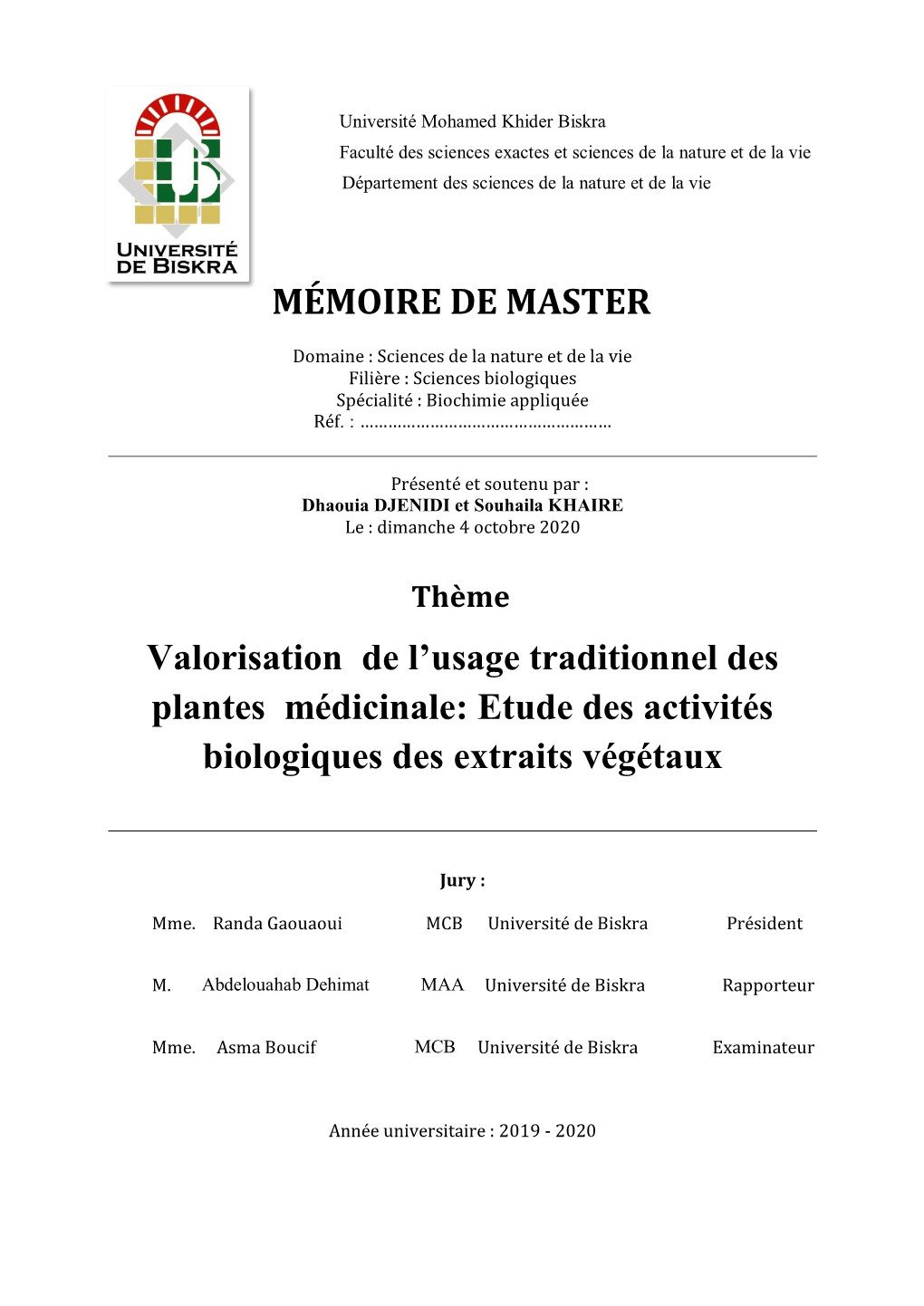 Mémoire De Master