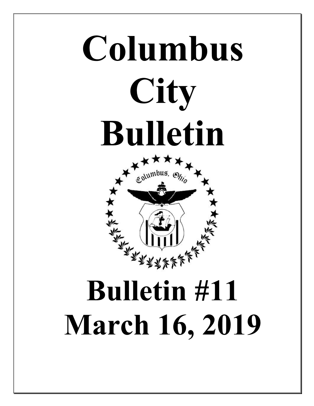 Bulletin #11 March 16, 2019