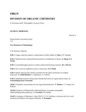 Division of Organic Chemistry