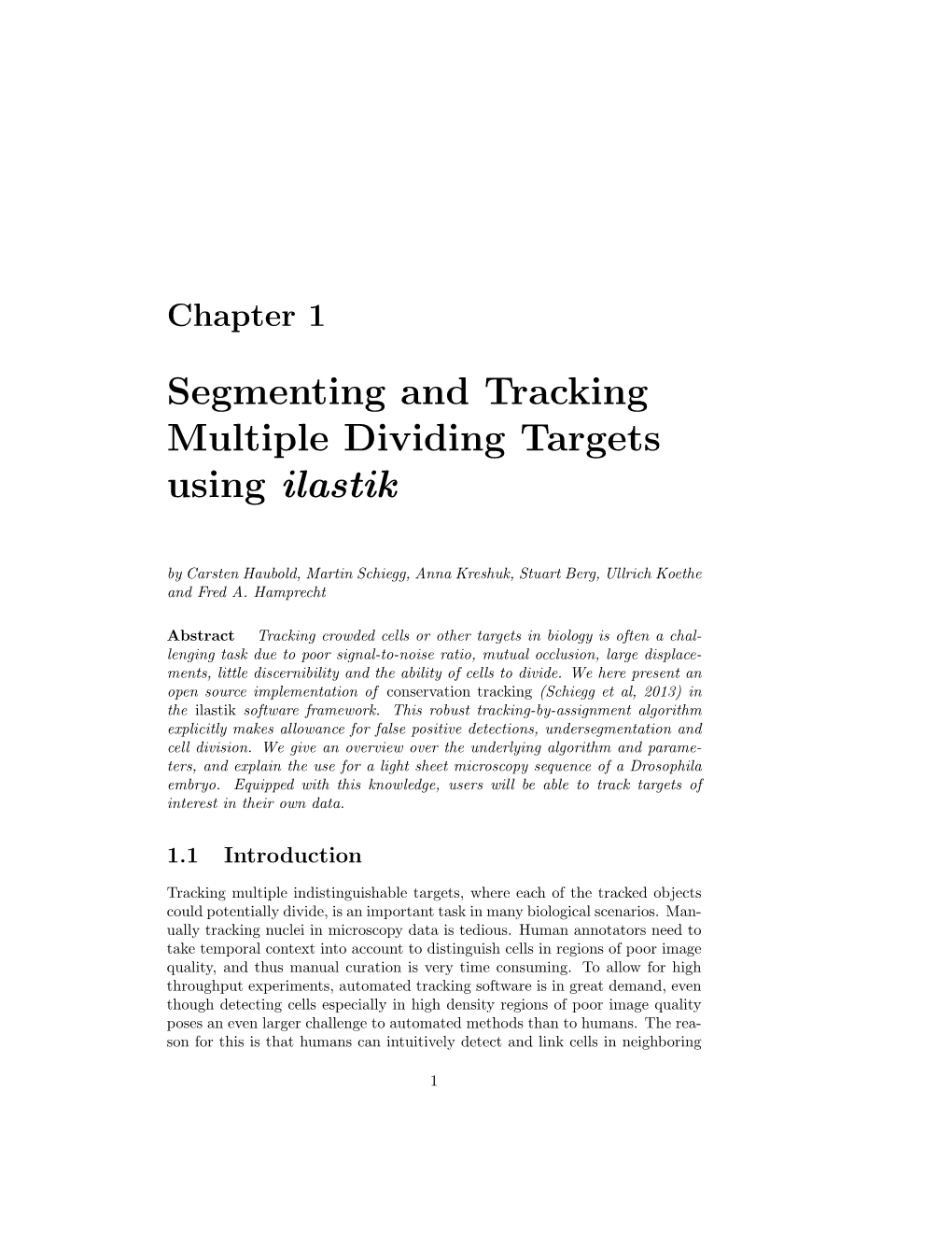 Segmenting and Tracking Multiple Dividing Targets Using Ilastik