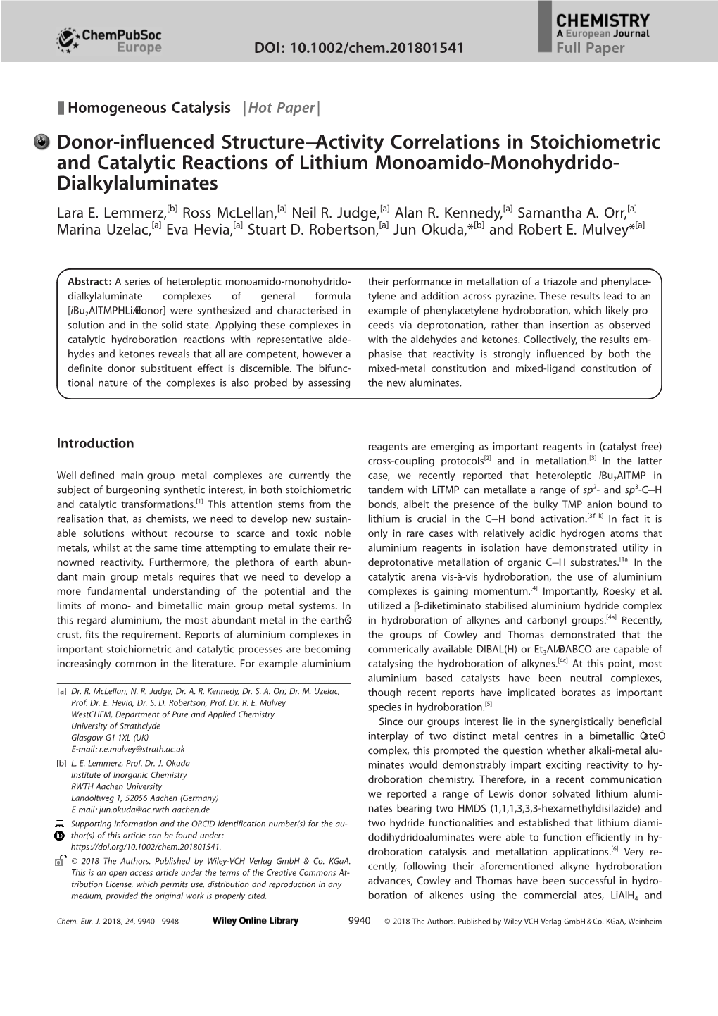 Homogeneous Catalysis · 6602 –6605;D)R.E.Mulvey,F.Mongin, M