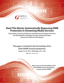 Automatically Bypassing DRM Protection in Streaming Media