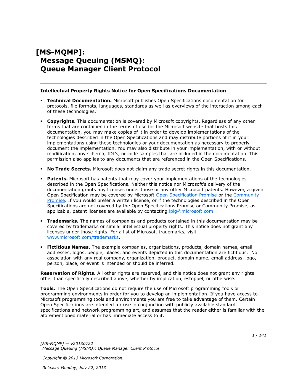 Intellectual Property Rights Notice for Open Specifications Documentation s45