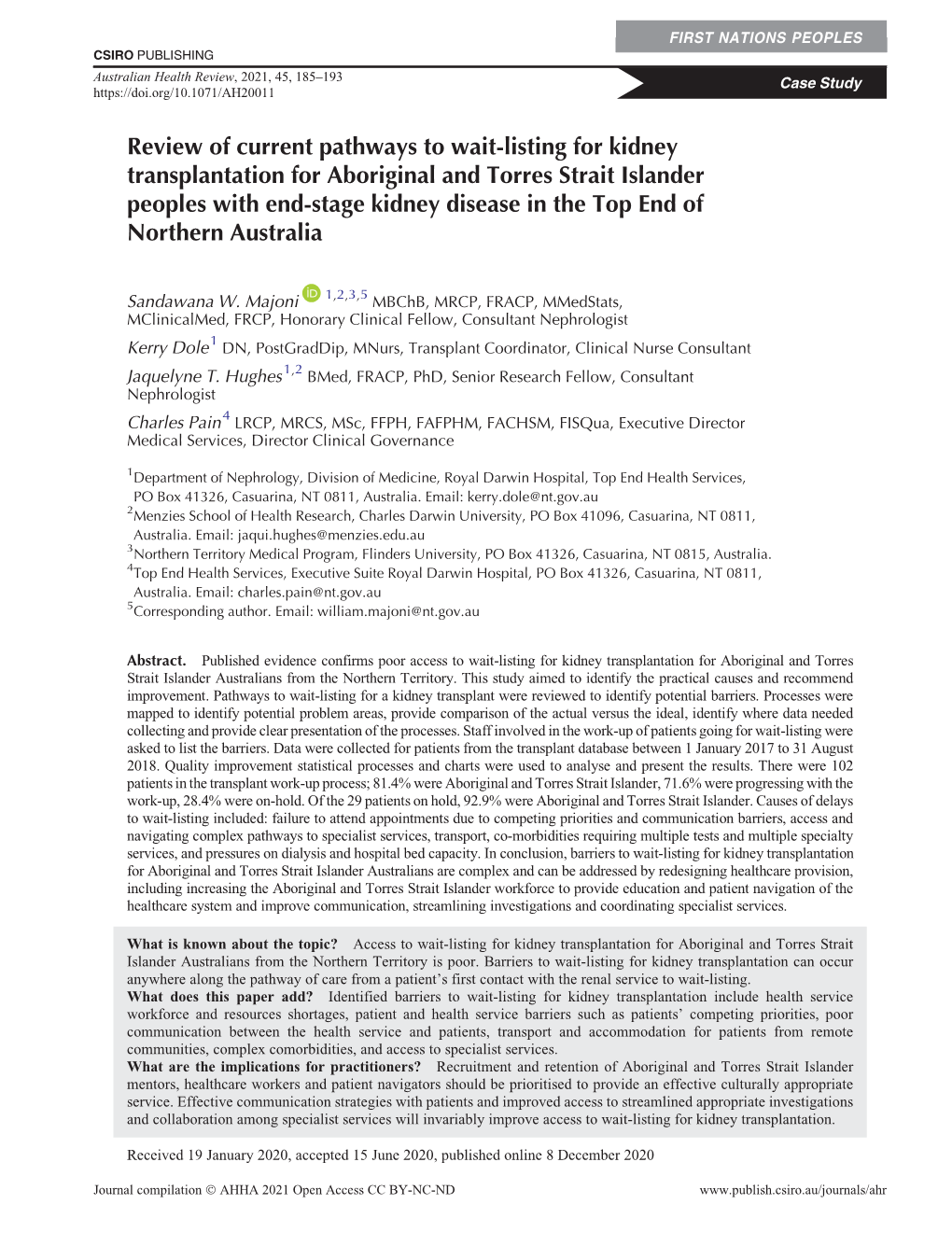 Review of Current Pathways to Wait-Listing for Kidney