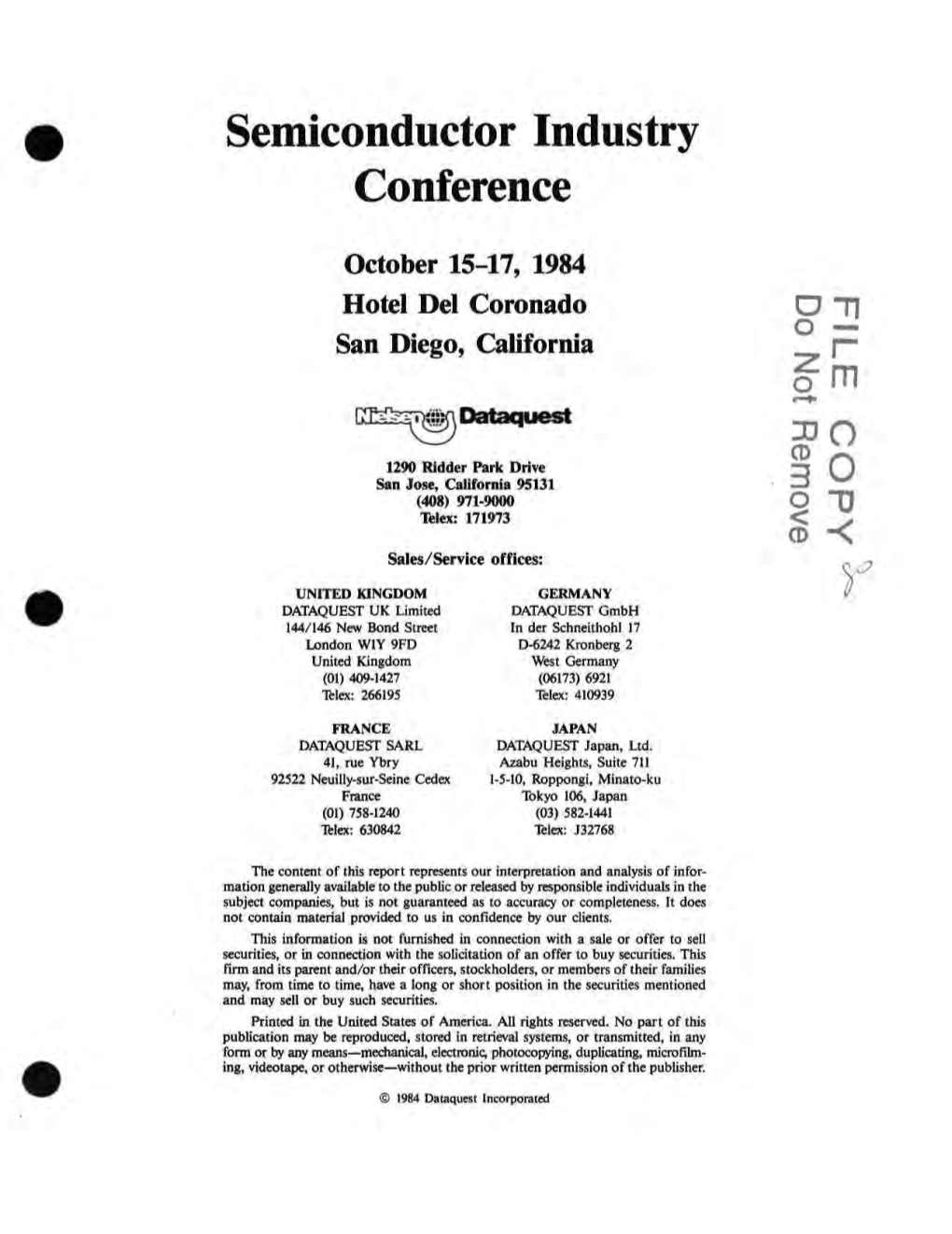 Semiconductor Industry Conference, 1984