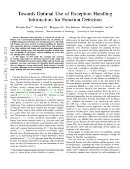 Towards Optimal Use of Exception Handling Information for Function Detection