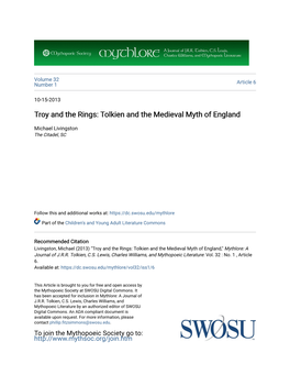 Troy and the Rings: Tolkien and the Medieval Myth of England