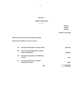 Federal Budget Details of Demands for Grants and Appropriations 2009