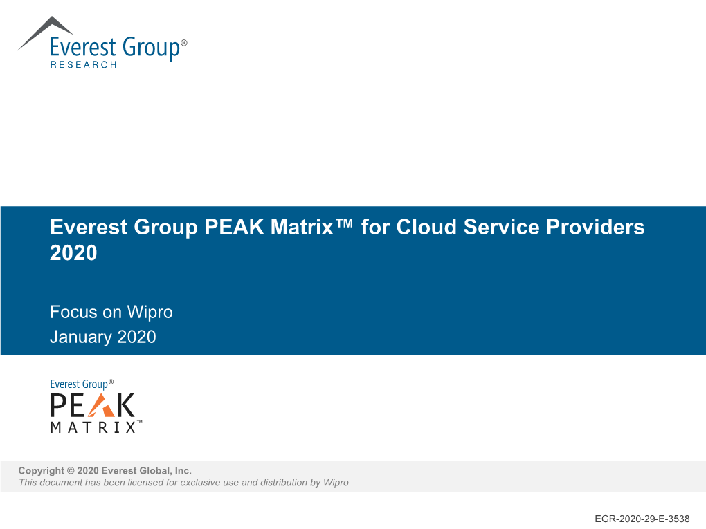 Everest Group PEAK Matrix™ for Cloud Service Providers 2020