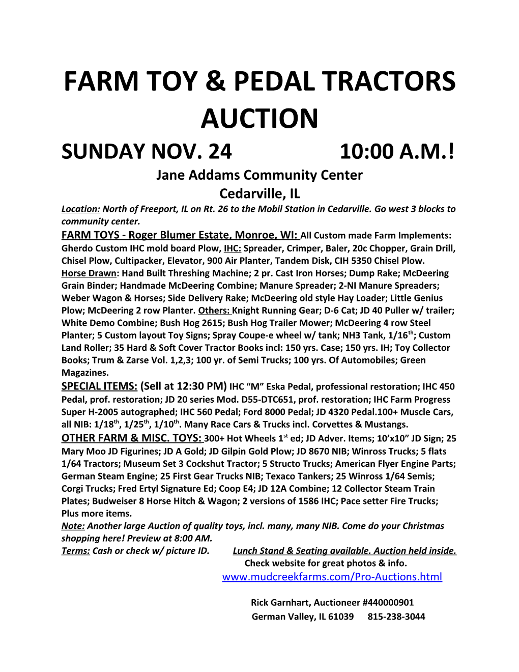 Farm Toy & Pedal Tractors Auction