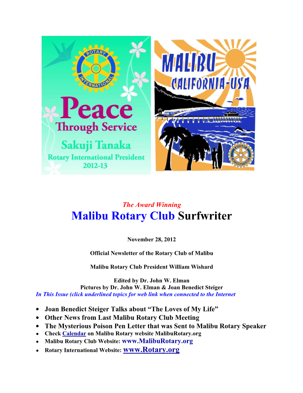 Malibu Rotary Club Surfwriter