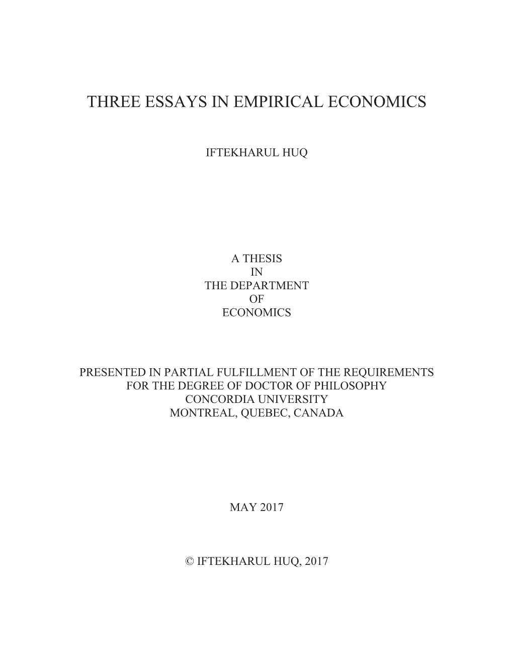 Three Essays in Empirical Economics