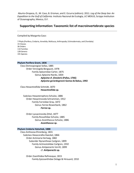 Supporting Information: Taxonomic List of Macroinvertebrate Species