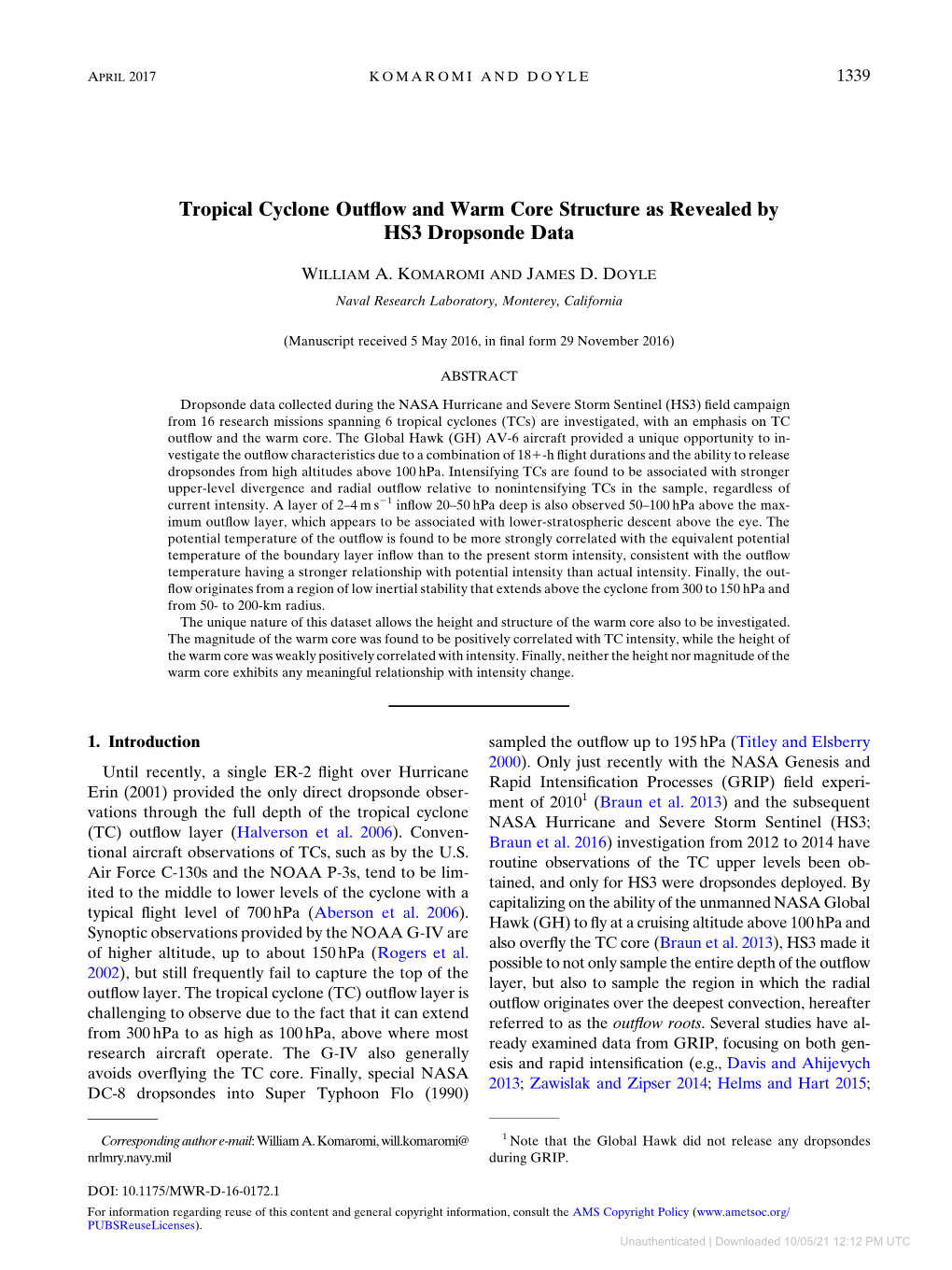 Downloaded 10/05/21 12:12 PM UTC 1340 MONTHLY WEATHER REVIEW VOLUME 145