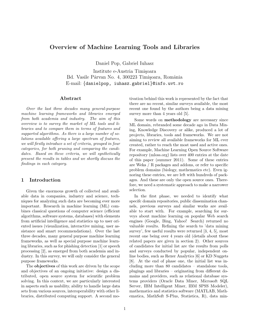 Overview of Machine Learning Tools and Libraries