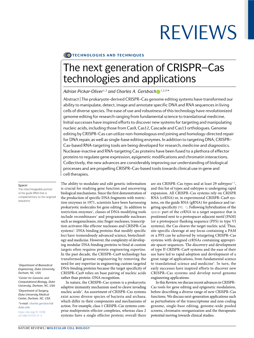 The Next Generation of CRISPR–Cas Technologies and Applications