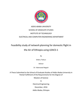 Feasibility Study of Network Planning for Domestic Flight in the Air of Ethiopia Using LDACS-1