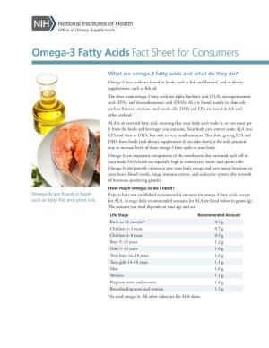 Omega-3 Fatty Acids Fact Sheet for Consumers