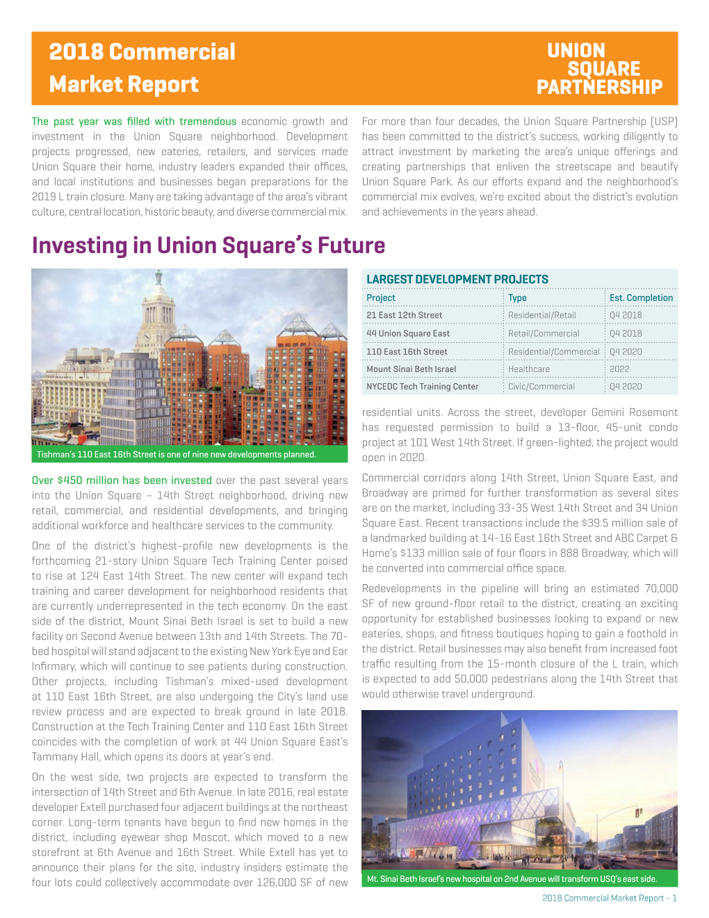 2018 Commercial Market Report Investing in Union Square's Future