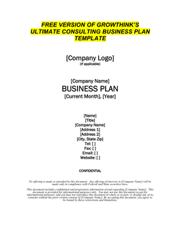 Free Version of Growthinks Consulting Business Plan Template