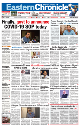 Finally, Govt to Announce COVID-19 SOP Today