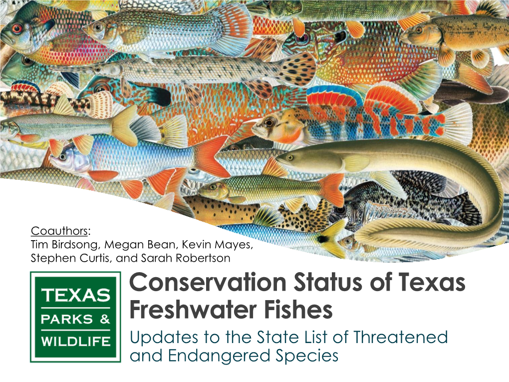 Conservation Status of Texas Freshwater Fishes Updates to the State List of Threatened and Endangered Species 1 North American Freshwater Fish Diversity and Loss