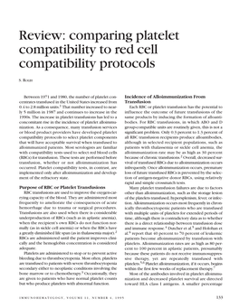 Comparing Platelet Compatibility to Red Cell Compatibility Protocols