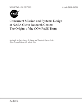 Concurrent Mission and Systems Design at NASA Glenn Research Center: the Origins of the COMPASS Team