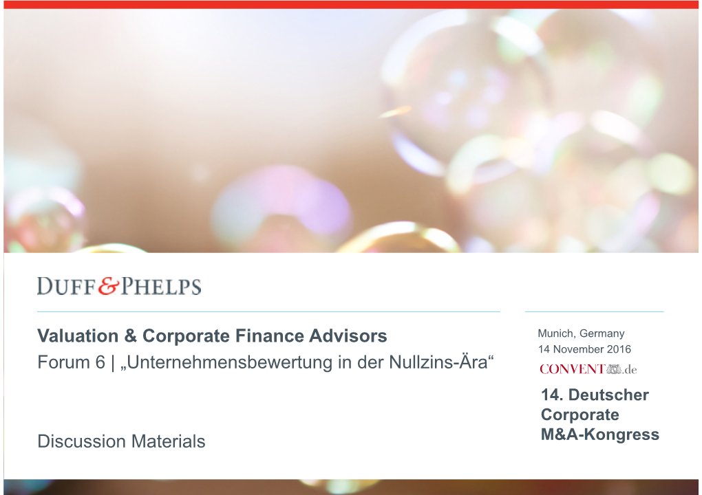 Valuation & Corporate Finance Advisors Forum 6