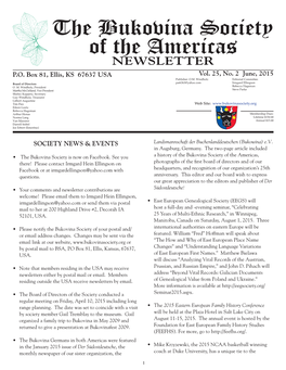 The Bukovina Society of the Americas NEWSLETTER P.O