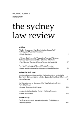 The Sydney Law Review