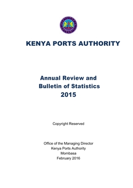 Annual Review and Bulletin of Statistics 2015