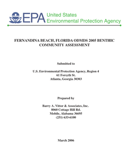 Fernandina Beach, Florida Odmds 2005 Benthic Community Assessment