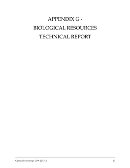 Appendix G - Biological Resources Technical Report