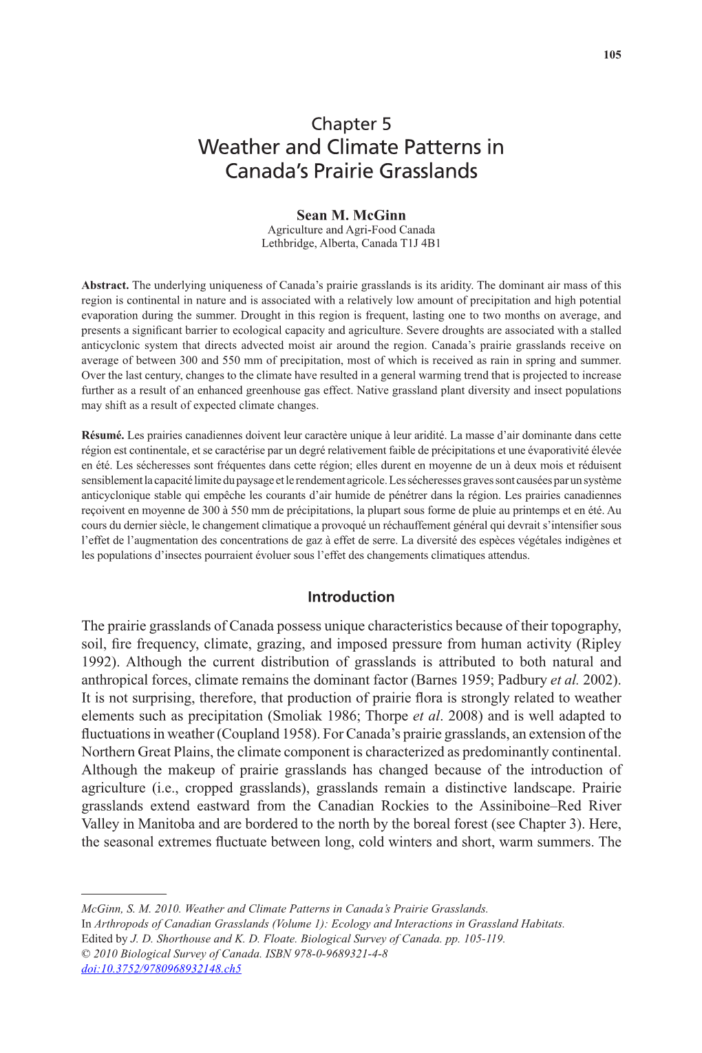 Weather and Climate Patterns in Canada's Prairie Grasslands