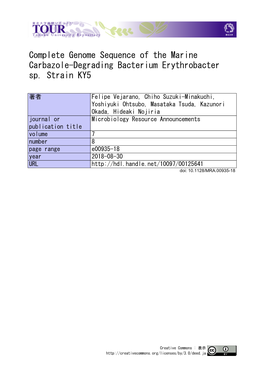 Complete Genome Sequence of the Marine Carbazole-Degrading Bacterium Erythrobacter Sp